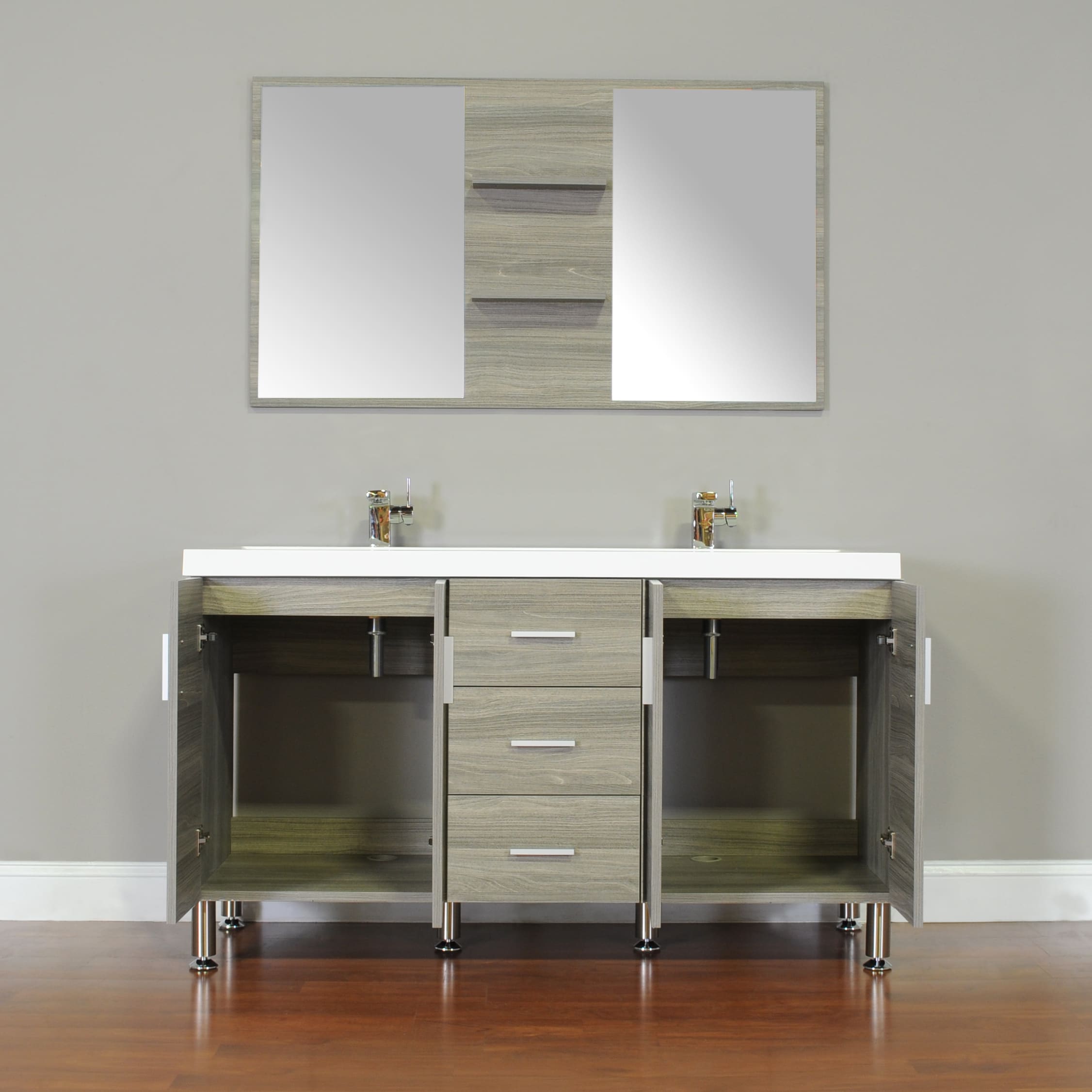 Alya Bath Ripley 56 Inch Freestanding Double Modern Bathroom Vanity ...