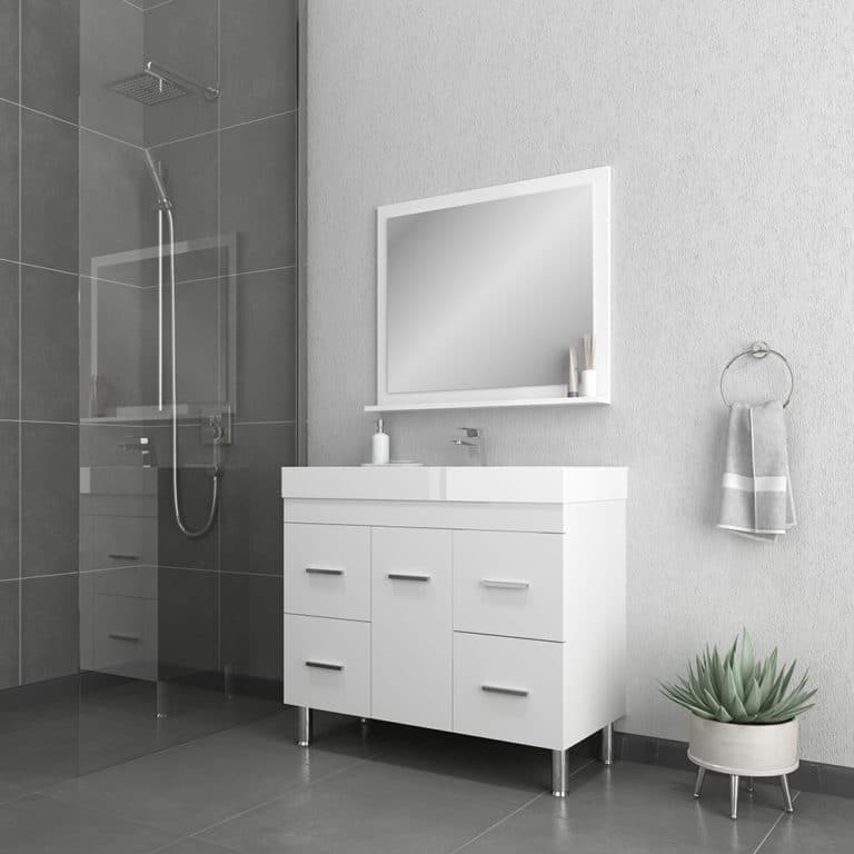 Alya Bath Ripley 39 Inch Modern Bathroom Vanity White