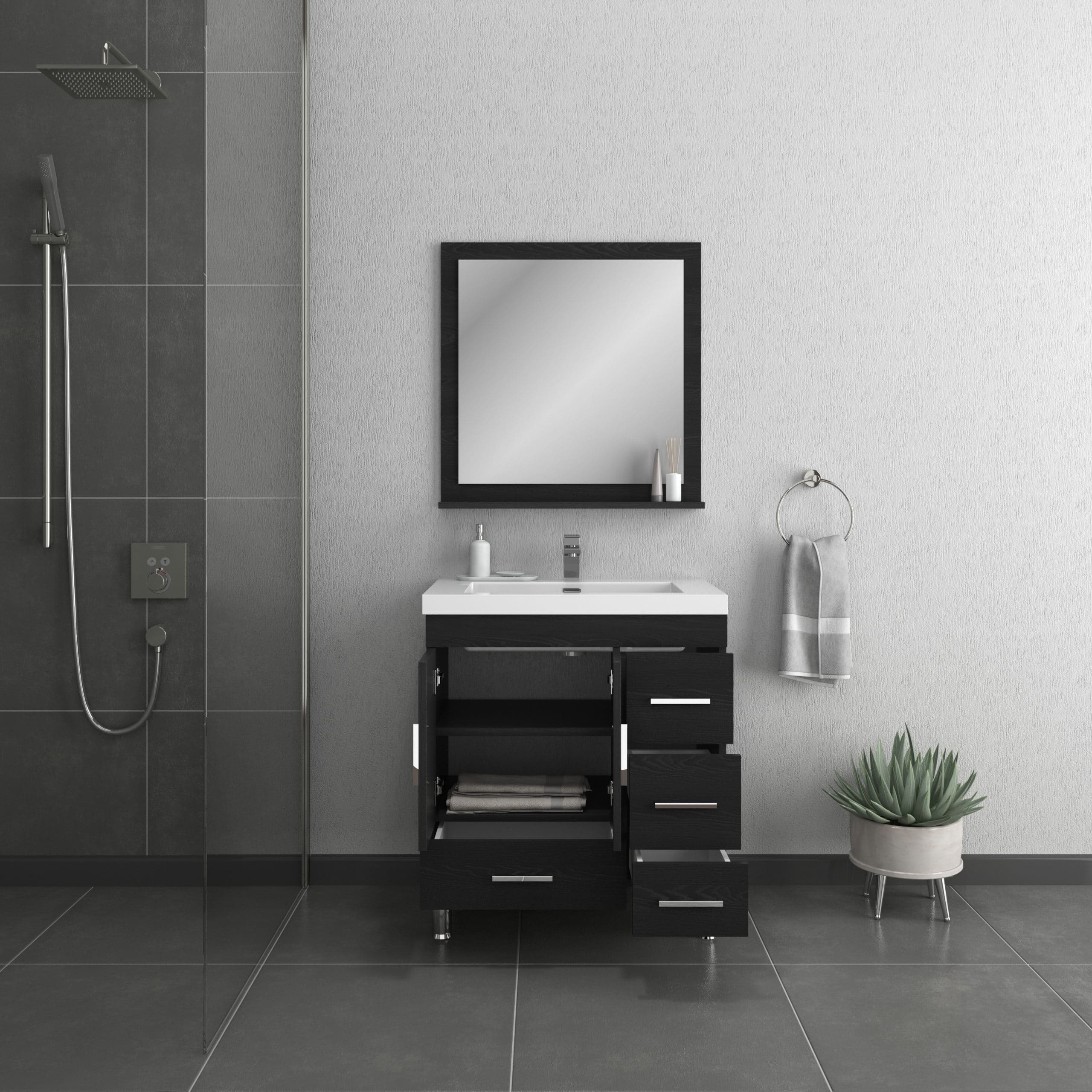 alya bath ripley 30 inch modern bathroom vanity with drawers black