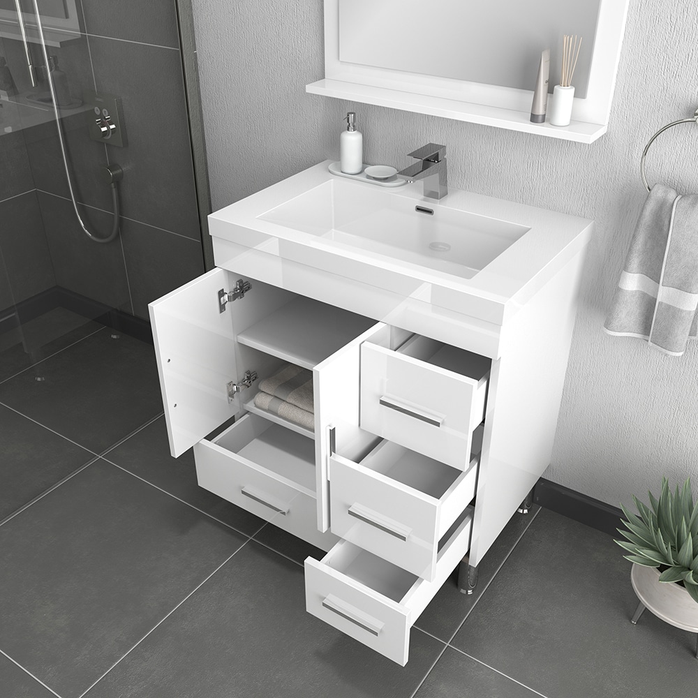 Modern Bathroom Vanity With Drawers White, 30 Contemporary Bathroom Vanity