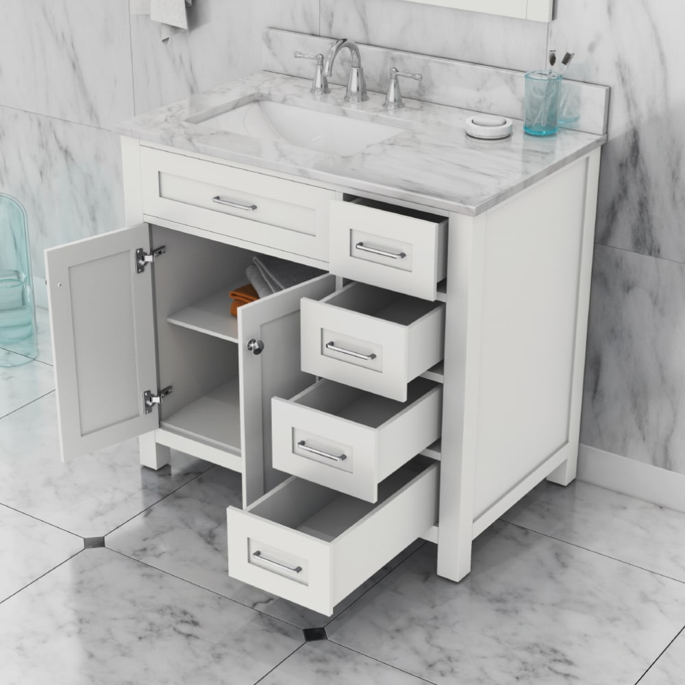 Alya Bath Norwalk 36 inch Bathroom Vanity with Drawers in White with