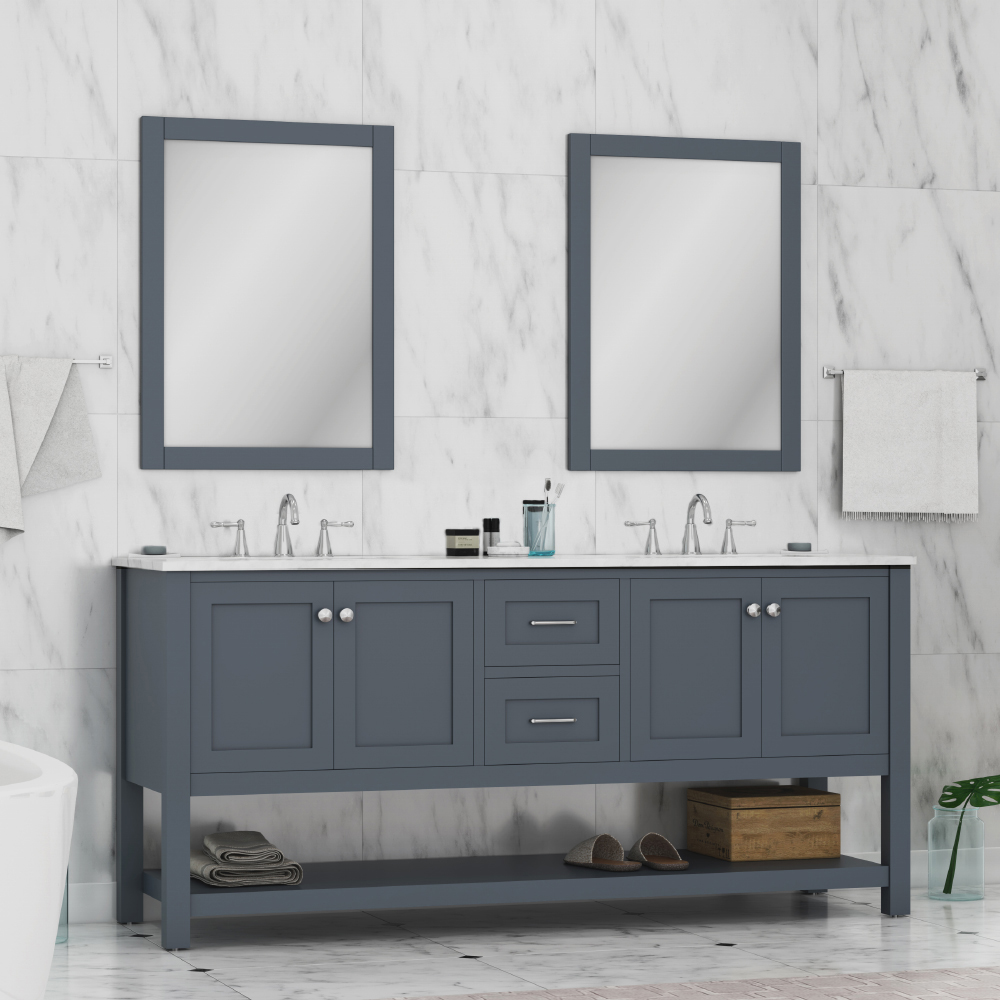 Alya Bath Wilmington 72 inch Double Bathroom Vanity in Gray with ...