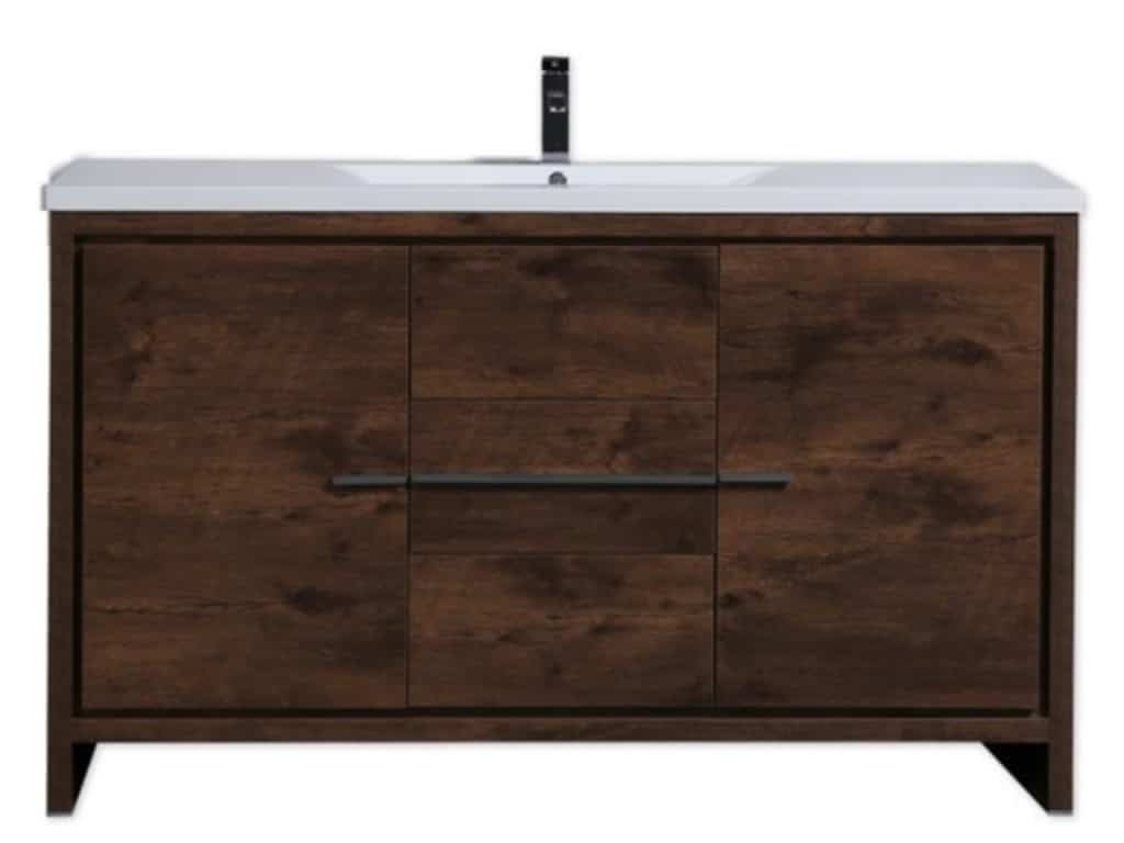 Alya Bath Sortino 60 inch Single Sink Rosewood ...