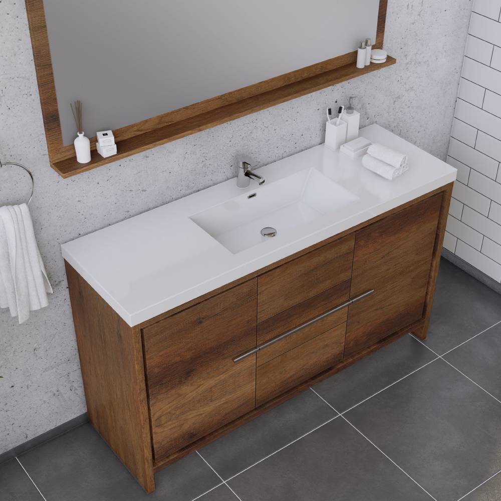 Alya Bath Sortino 60 Inch Single Modern, Modern Vanity 60 Inch Single Sink