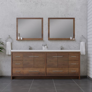 Alya Bath Sortino 84 Inch Double Modern Bathroom Vanity Rosewood