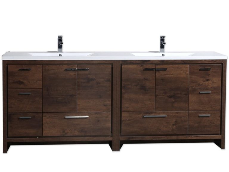 Alya Bath Sortino 84 inch Double Sink Rosewood Freestanding Modern