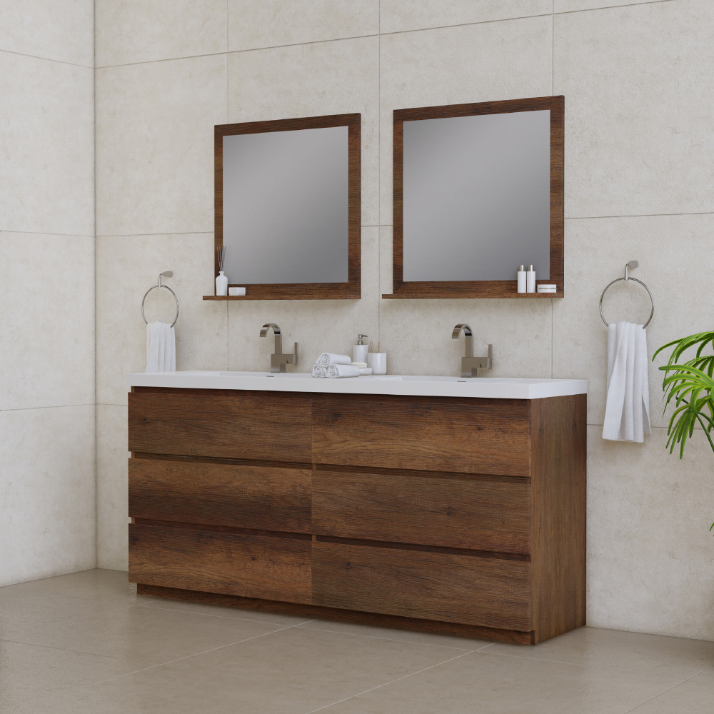 brown vanity - sustainable bathroom design example