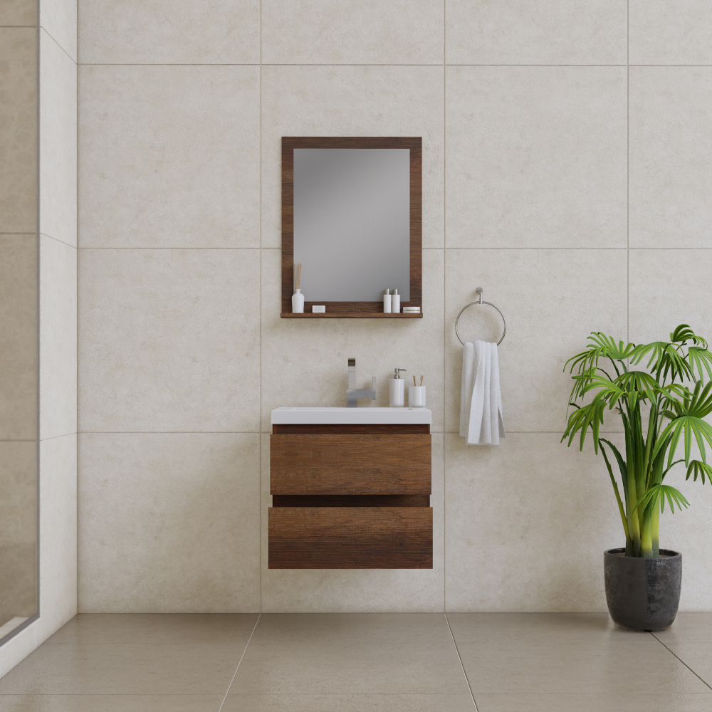 Wall-mounted vanities can help you design a powder room.