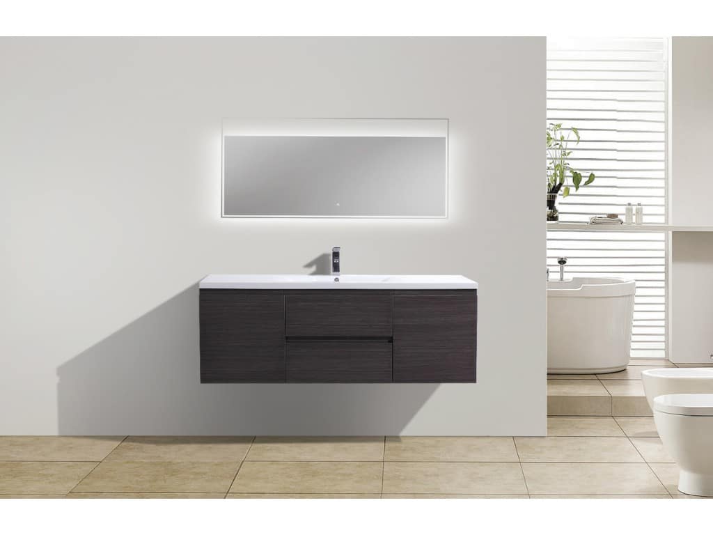 Alya Bath Paterno 60 inch Double Wall Mounted Bathroom Vanity, Gray